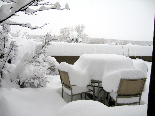 crazy snow on our patio